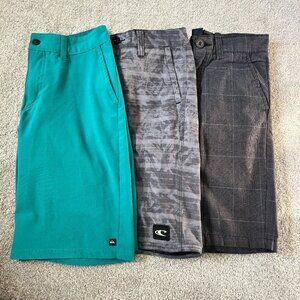 3 Pairs Boys' Hybrid Board Shorts Bundle - Quick Dry Swim & Walk Shorts Size 12